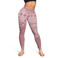 Fiji Marau na Kerisimasi Leggings Dusty Rose Tagimoucia Tapa Masi Tribal - Polynesian Pride