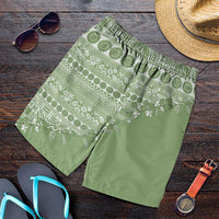 Fiji Marau na Kerisimasi Shorts for Men Sage Green Tagimoucia Tapa Masi Tribal - Polynesian Pride