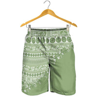 Fiji Marau na Kerisimasi Shorts for Men Sage Green Tagimoucia Tapa Masi Tribal - Polynesian Pride