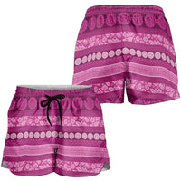 Fiji Marau na Kerisimasi Shorts for Women Pink Tapa Masi Inspired Christmas - Polynesian Pride