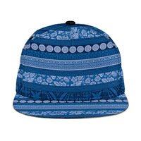 Fiji Marau na Kerisimasi Snapback Cap Blue Tapa Masi Inspired Christmas - Polynesian Pride