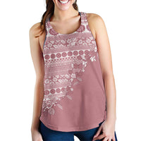 Fiji Marau na Kerisimasi Women Racerback Tank Dusty Rose Tagimoucia Tapa Masi Tribal - Polynesian Pride