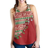 Fiji Marau na Kerisimasi Women Racerback Tank Red Tagimoucia Tapa Masi Tribal - Polynesian Pride