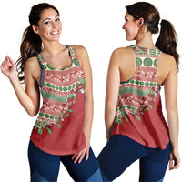 Fiji Marau na Kerisimasi Women Racerback Tank Red Tagimoucia Tapa Masi Tribal - Polynesian Pride