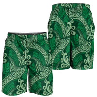 Forest Green Monstera Shorts for Men Polynesian Tribal Pattern - Polynesian Pride
