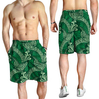 Forest Green Monstera Shorts for Men Polynesian Tribal Pattern - Polynesian Pride