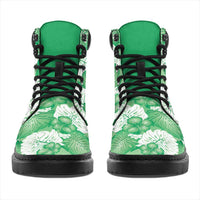 Green Aloha Hawaii All Season Boots Monstera Hibiscus Plumeria Seamless Vibes - Polynesian Pride