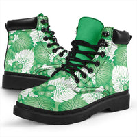 Green Aloha Hawaii All Season Boots Monstera Hibiscus Plumeria Seamless Vibes - Polynesian Pride