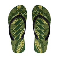 Green Aloha Hawaii Flip Flops Hawaiian Kakau Ohia Lehua Lei - Polynesian Pride