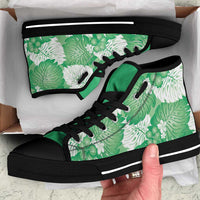 Green Aloha Hawaii High Top Shoes Monstera Hibiscus Plumeria Seamless Vibes - Polynesian Pride