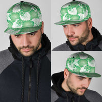 Green Aloha Hawaii Snapback Cap Monstera Hibiscus Plumeria Seamless Vibes - Polynesian Pride
