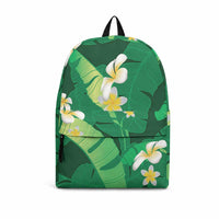Green Banana Leaf Hawaii Backpack Lau Maia Plumeria Tropical Summer Vibes