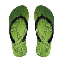 Green Gradient Polynesia Flip Flops Hawaiian Tribal Hammerhead Shark Tattoo - Polynesian Pride