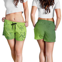 Green Gradient Polynesia Shorts for Women Hawaiian Tribal Hammerhead Shark Tattoo - Polynesian Pride