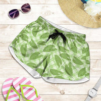 Green Hawaii Kalo Palaka Motifs Shorts for Women Hawaiian Taro Leaves Elegant Vibes LT14 Green - Polynesian Pride