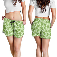 Green Hawaii Kalo Palaka Motifs Shorts for Women Hawaiian Taro Leaves Elegant Vibes LT14 - Polynesian Pride