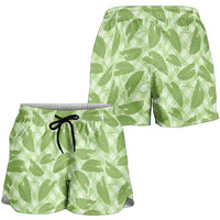 Green Hawaii Kalo Palaka Motifs Shorts for Women Hawaiian Taro Leaves Elegant Vibes LT14 - Polynesian Pride