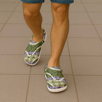 Green Hawaii Palaka Honohono Pikake Clogs Shoes Hawaiian Orchid Lei Polynesian Pattern - Polynesian Pride