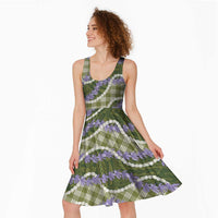 Green Hawaii Palaka Honohono Pikake Midi Dress Hawaiian Orchid Lei Polynesian Pattern - Polynesian Pride