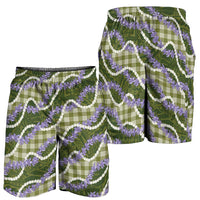 Green Hawaii Palaka Honohono Pikake Shorts for Men Hawaiian Orchid Lei Polynesian Pattern - Polynesian Pride