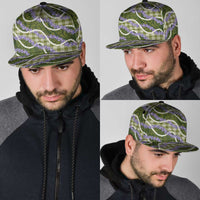 Green Hawaii Palaka Honohono Pikake Snapback Cap Hawaiian Orchid Lei Polynesian Pattern - Polynesian Pride