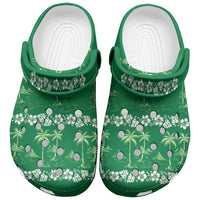 Green Hawaii Palm Tree Hibiscus Clogs Shoes Fantasy Summer Vibe LT01 Green - Polynesian Pride