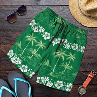 Green Hawaii Palm Tree Hibiscus Shorts for Men Fantasy Summer Vibe LT01 Green - Polynesian Pride