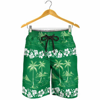 Green Hawaii Palm Tree Hibiscus Shorts for Men Fantasy Summer Vibe LT01 - Polynesian Pride