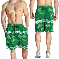 Green Hawaii Palm Tree Hibiscus Shorts for Men Fantasy Summer Vibe LT01 - Polynesian Pride