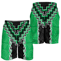 Green Niho Taniwha Mix Poutama Shorts for Men Unique Taniko Aotearoa - Polynesian Pride
