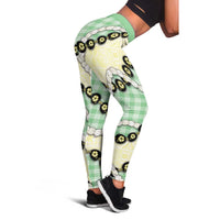 Green Palaka Hawaii Leggings Kukui Nut Pikake Lei Hawaiian Tapa Pattern - Polynesian Pride