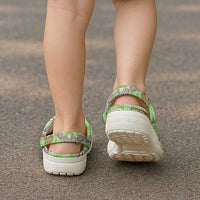 Green Palaka Hawaii Mele Kalikimaka Clogs Shoes Ohia Lehua Shell Leis Funny Gingerbread Santa - Polynesian Pride