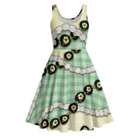 Green Palaka Hawaii Midi Dress Kukui Nut Pikake Lei Hawaiian Tapa Pattern - Polynesian Pride