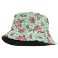Green Paniolo Palaka Hawaiian Cowgirl Christmas Bucket Hat - Polynesian Pride