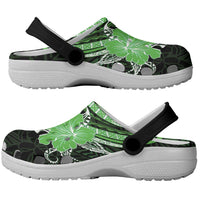Green Polynesian Pattern With Tropical Flowers Clogs Shoes - Polynesian Pride