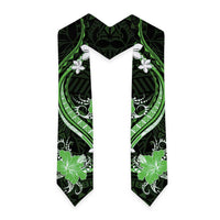 Green Polynesian Pattern With Tropical Flowers Graduation Stole
