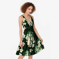 Green Tropical Hawaii Midi Dress Seamless Monstera Plumeria Hawaiian Pattern - Polynesian Pride