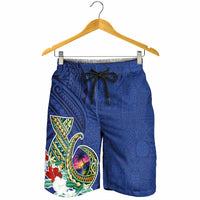 Guam Chamorro Shorts for Men Tribal Latte Stone and Seal Artwork Polynesian Patterns LT03 - Polynesian Pride