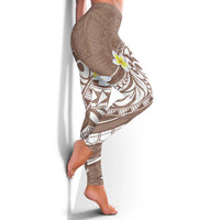 Hawaii Aloha Leggings Plumeria Vintage - Brown