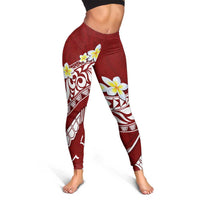 Hawaii Aloha Leggings Plumeria Vintage - Crimson