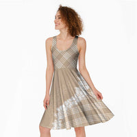 Hawaii Aloha Plumeria Lei Beige Palaka Midi Dress - Polynesian Pride