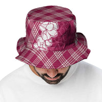 Hawaii Aloha Plumeria Lei Fuschia Palaka Bucket Hat - Polynesian Pride