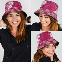 Hawaii Aloha Plumeria Lei Fuschia Palaka Bucket Hat - Polynesian Pride