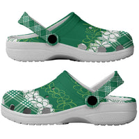 Hawaii Aloha Plumeria Lei Green Palaka Clogs Shoes - Polynesian Pride