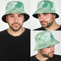 Hawaii Aloha Plumeria Lei Mint Palaka Bucket Hat - Polynesian Pride