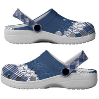 Hawaii Aloha Plumeria Lei Navy Palaka Clogs Shoes - Polynesian Pride