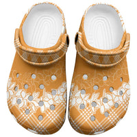 Hawaii Aloha Plumeria Lei Orange Palaka Clogs Shoes - Polynesian Pride