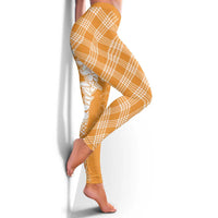 Hawaii Aloha Plumeria Lei Orange Palaka Leggings - Polynesian Pride