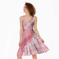 Hawaii Aloha Plumeria Lei Pink Palaka Midi Dress - Polynesian Pride