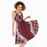 Hawaii Aloha Plumeria Lei Scarlet Palaka Midi Dress - Polynesian Pride